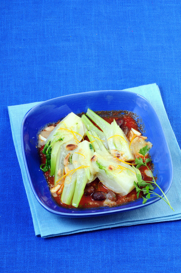 Sicilian fennel pudding in bowl