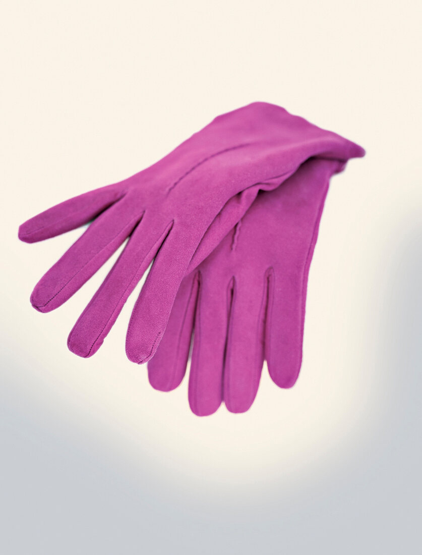 Handschuhe, Veloursleder, fuchsiafarben, close-up
