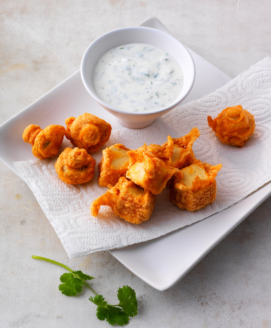 Tofu und Soja, Frittierter Tofu mit Joghurtsauce