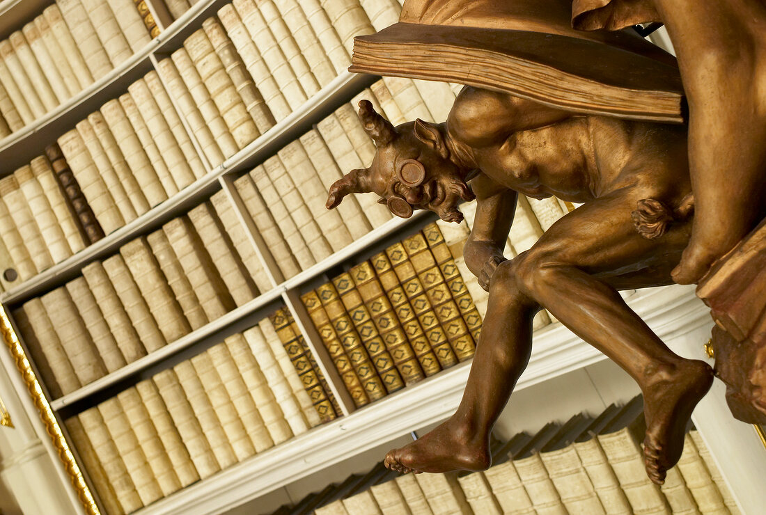 Close-up of devil statue in Admont Admonder library, Styria, Austria