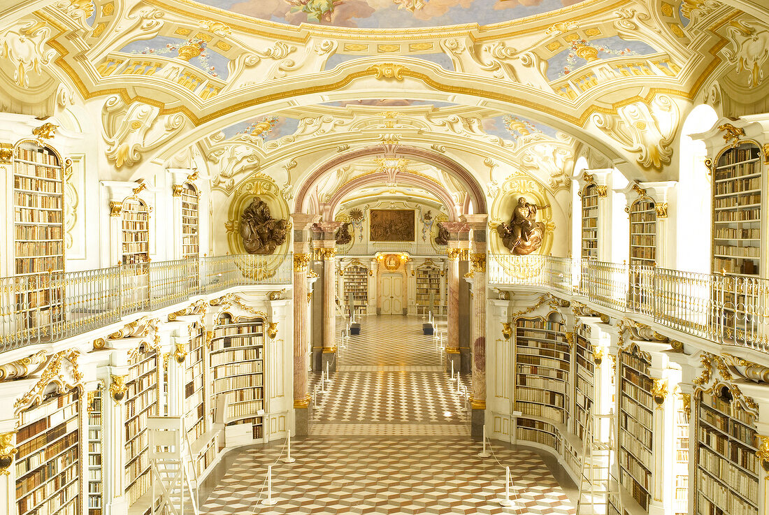 View of Admont Admonder Library Hall in Styria, Austria
