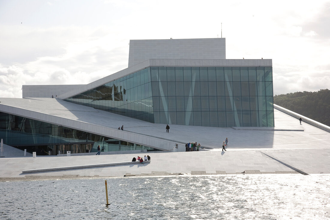 Tourists at Oslo Opera House in Oslo, Norway