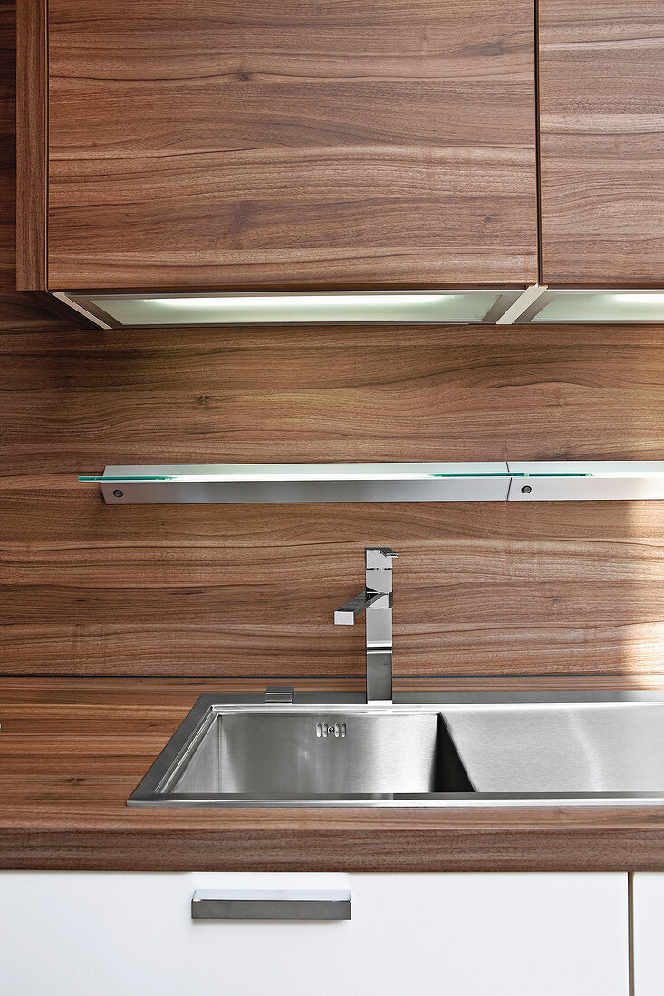 Kitchen with sink and wooden countertop