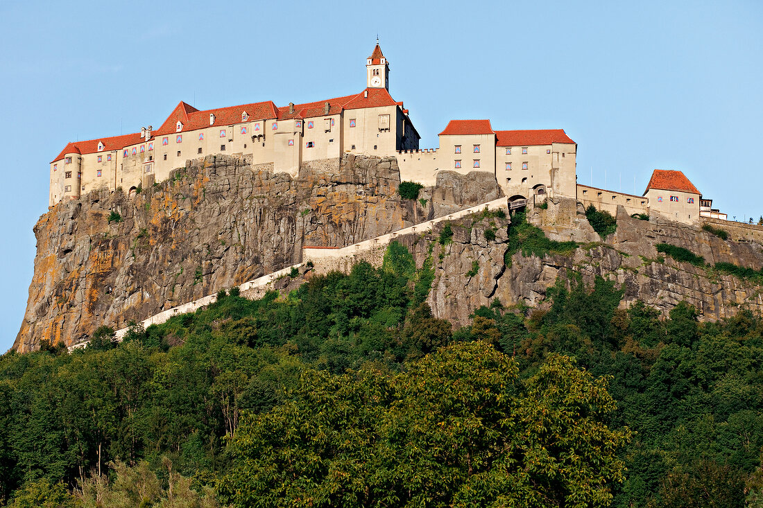 Low angle view of castle Rieger in Mountain, Styria, Austria