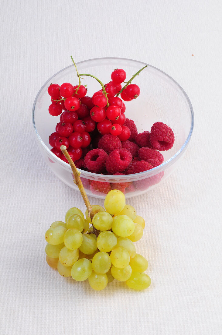 Different types of fresh berries in bowl