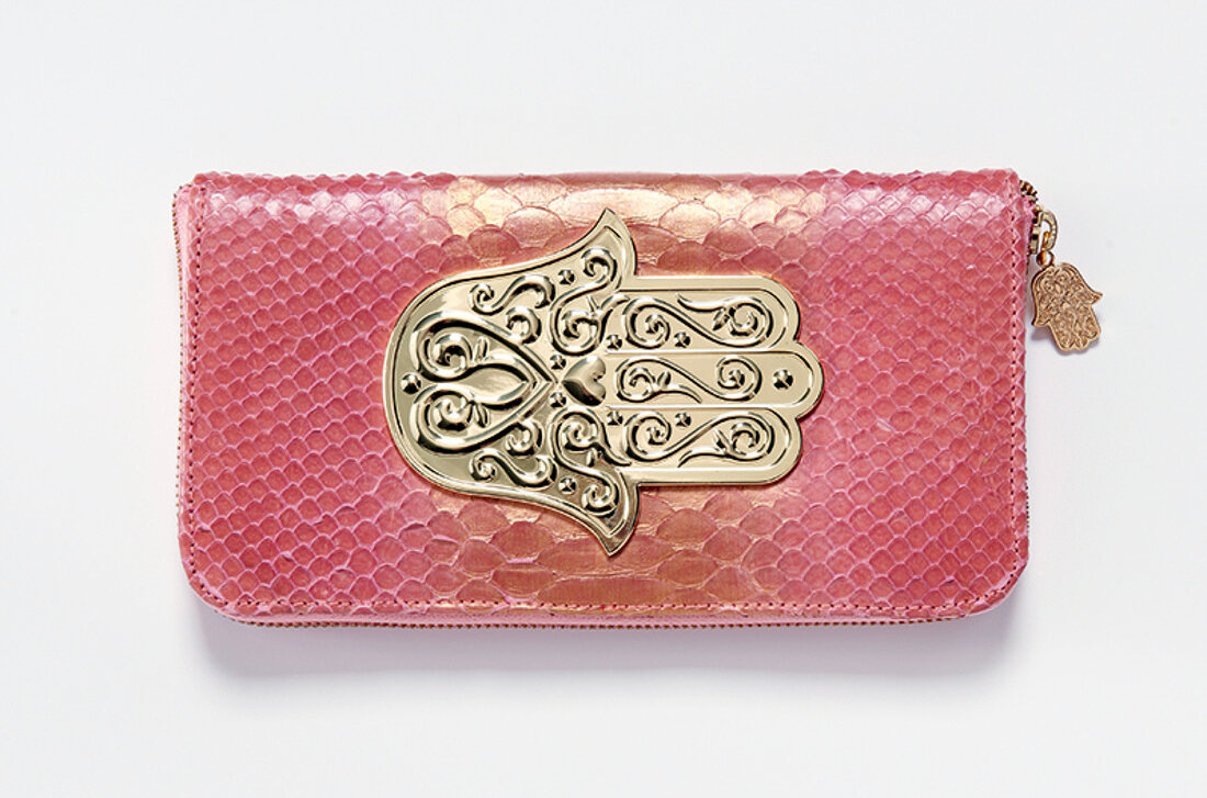 Mini-Tasche im Python-Look in Rosa 