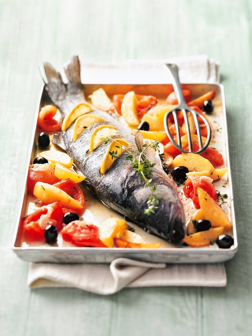 Loup de Mer aus dem Ofen 