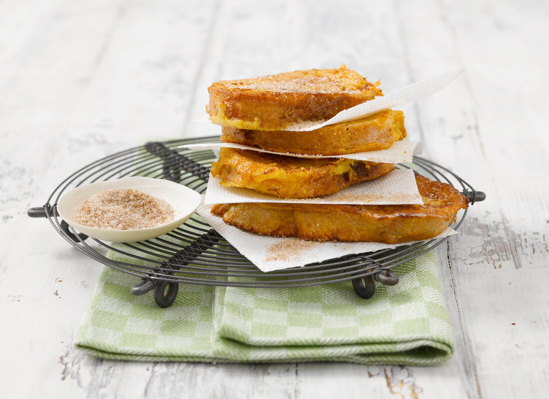 French toast on wire coaster