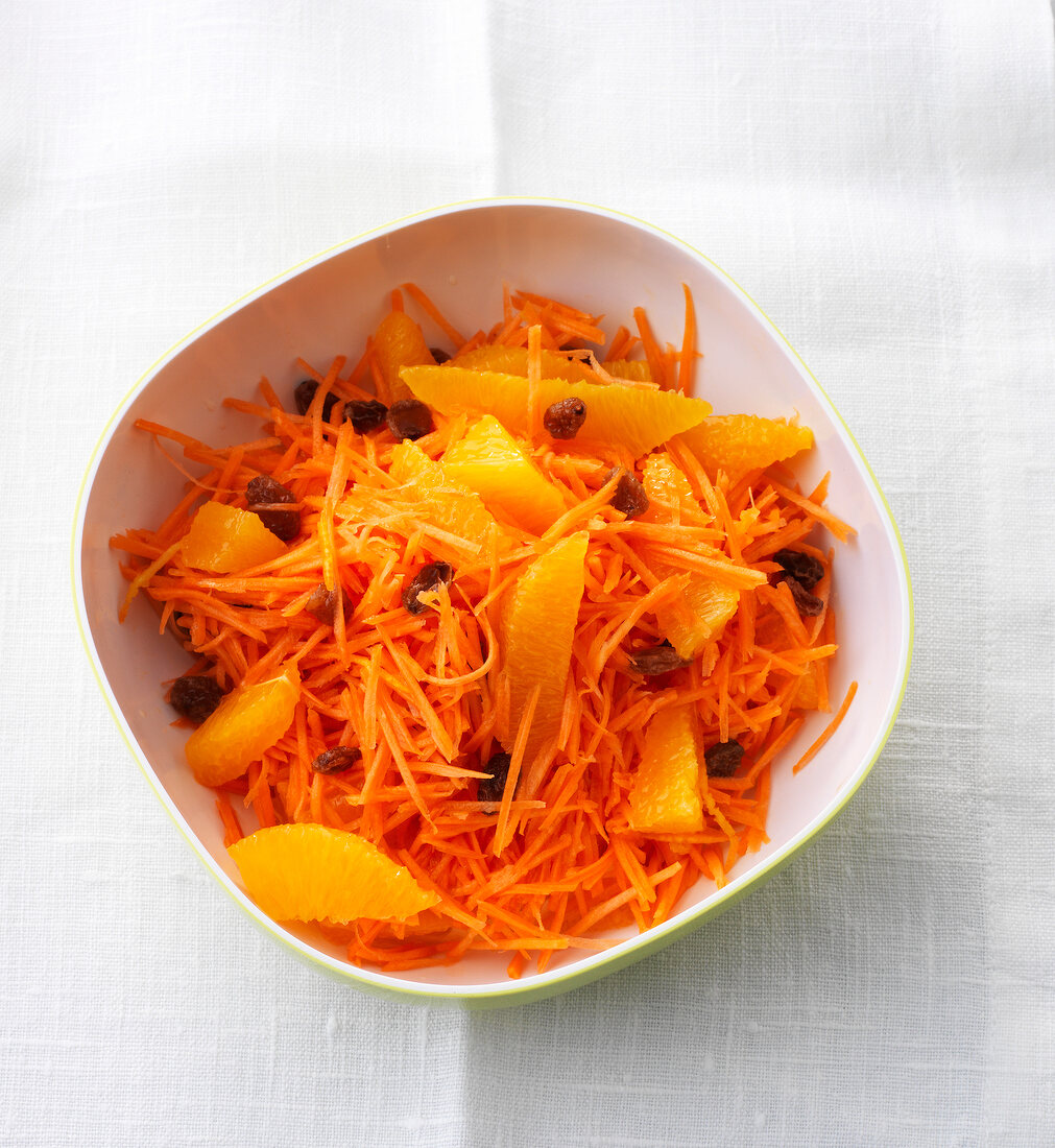 Fruity carrot salad in bowl