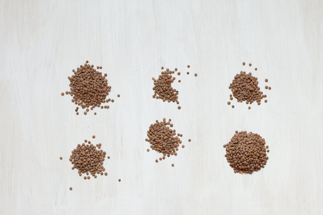 Dried lentils on white background