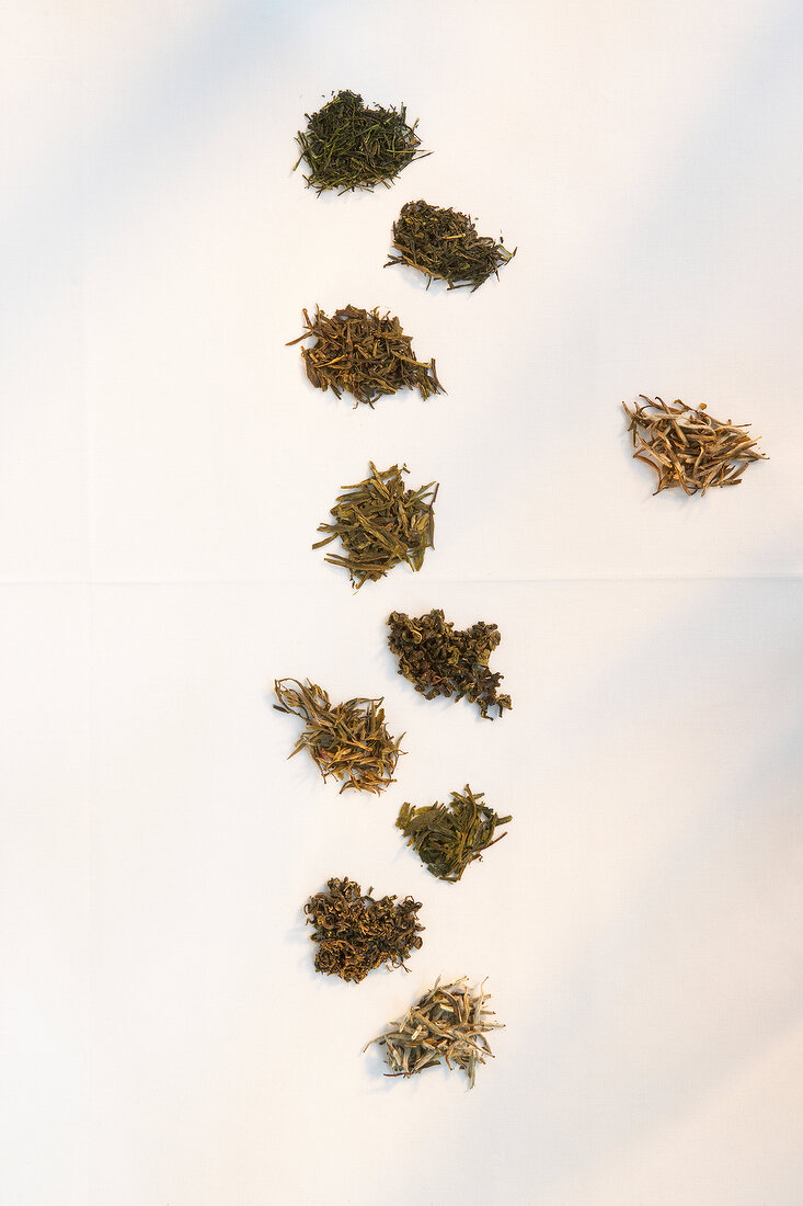 Verschiedene Sorten von grünem Tee 