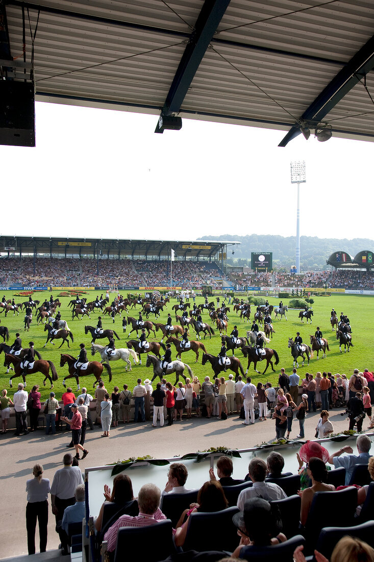 View of CHIO Opening Ceremony 2009 in Aachen from grandstand, Aachen, Germany