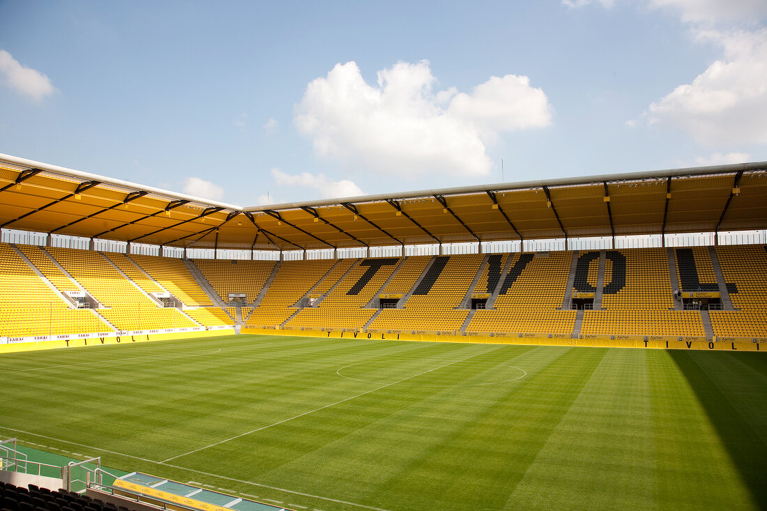 View of empty Football Stadium, Aachen, Germany