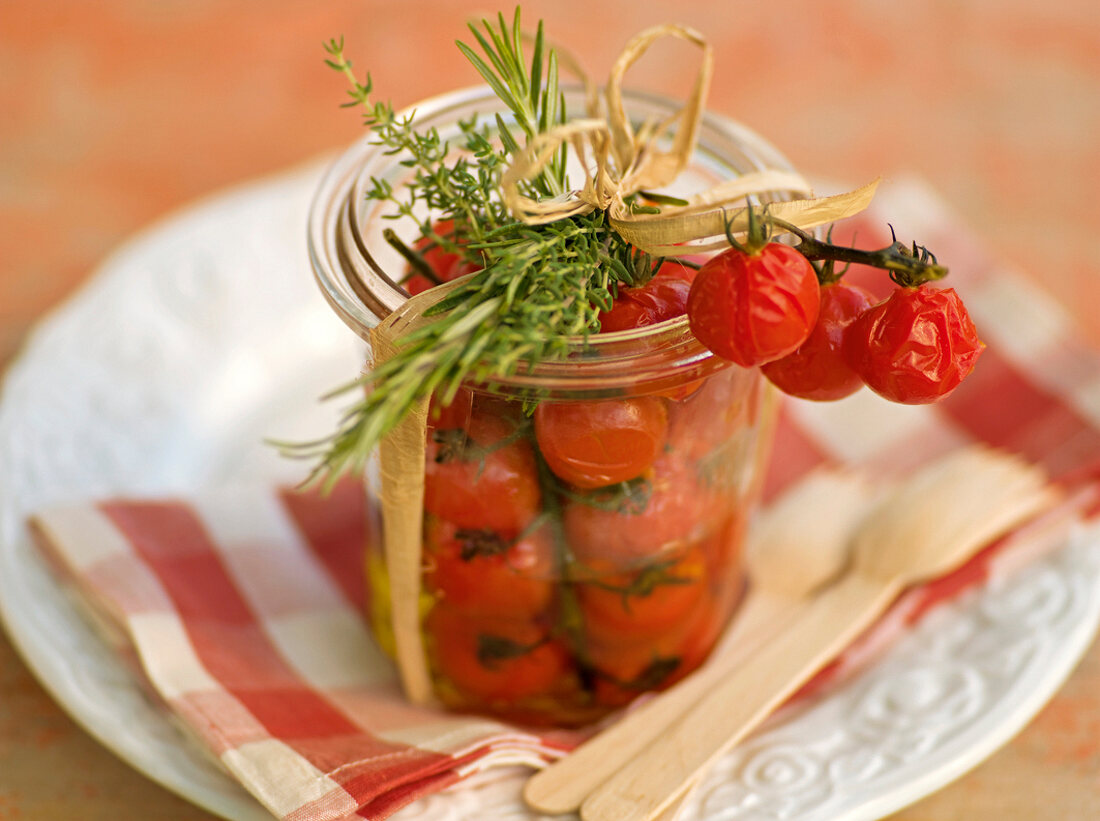 Close-up of boiled tomatoes in glass