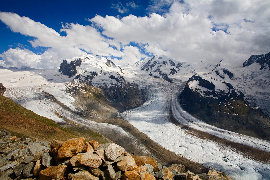 View of Gorner glacier in Valais, Switzerland