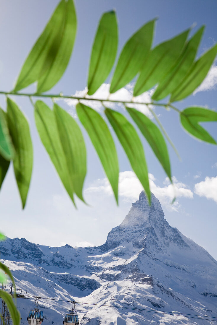 View of snow capped Matterhorn mountain, Valais, Switzerland