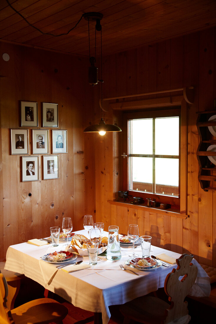 Laid table in Hotel Flachauerhof, Austria