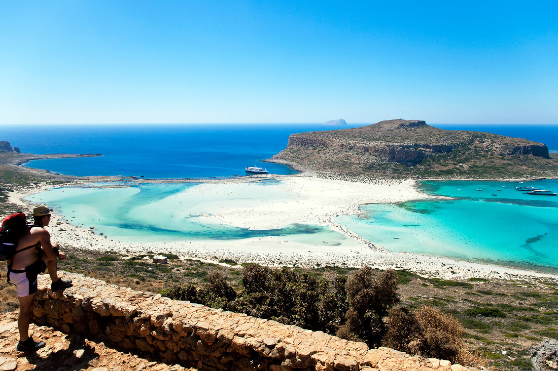 Griechenland: Insel Gramvoussa, Sand strand, Tourist, Meerblick