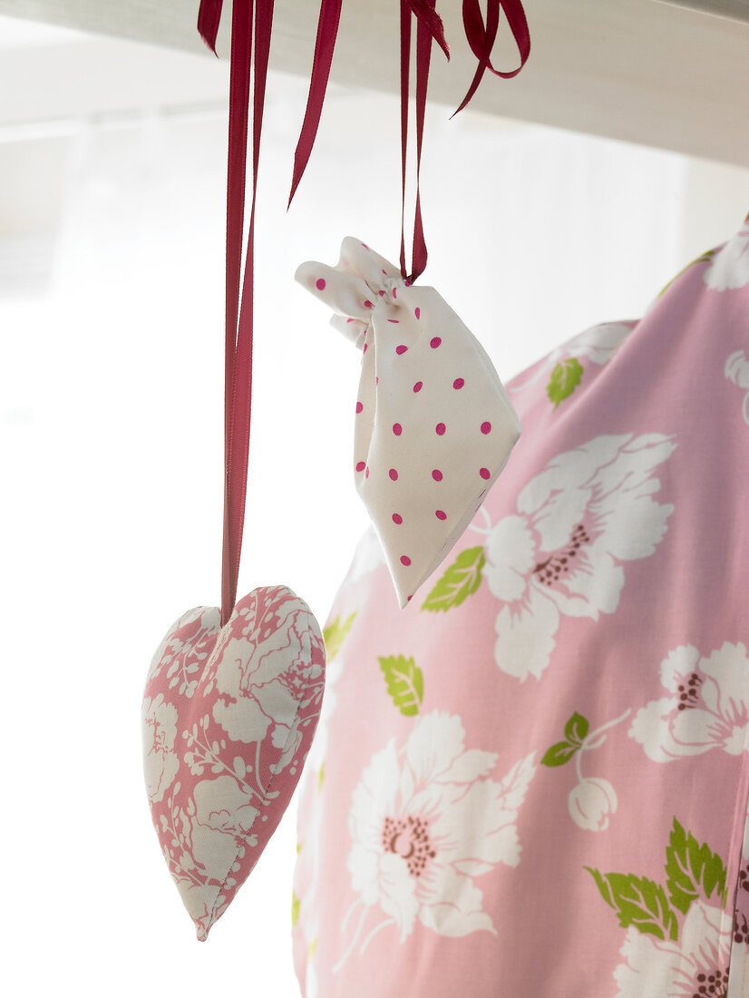 Close-up of hanging scented sachets