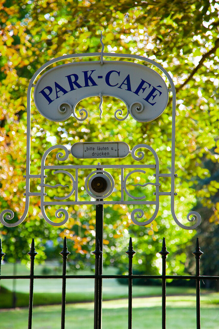 Iron gate of Park Cafe in Baden-Baden, Black Forest, Germany