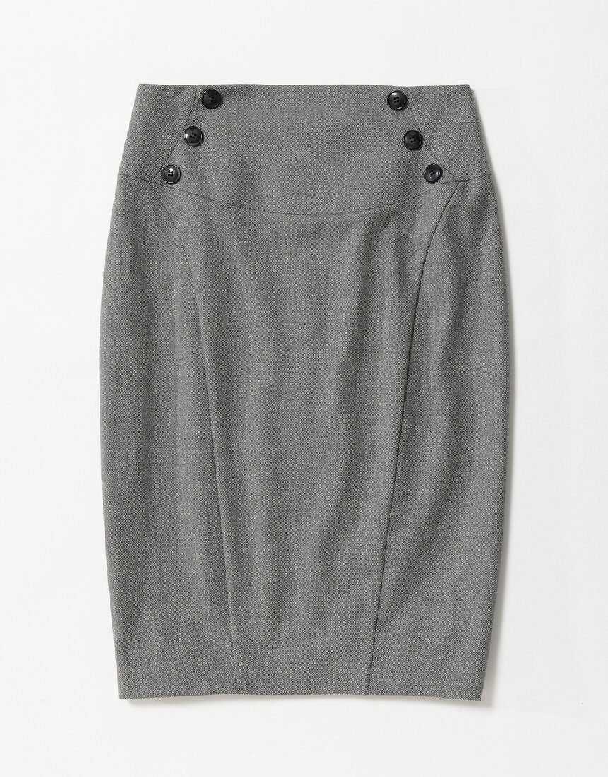 Grey pencil skirt on white background
