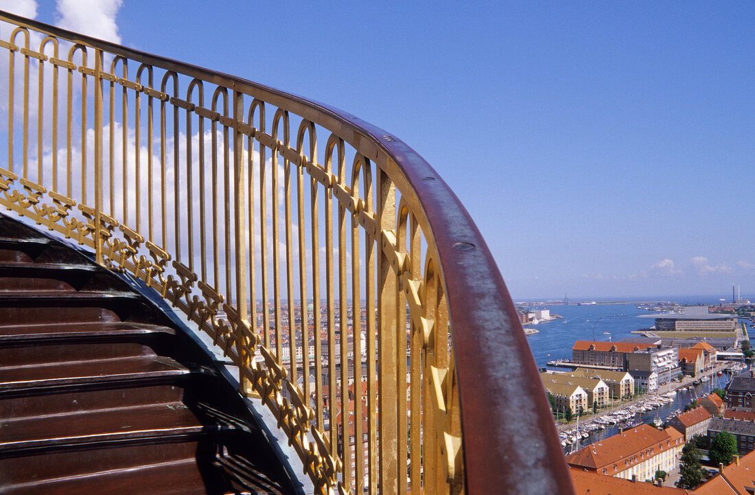 Spiral staircase of Vor Frelsers Kirke in Copenhagen, Denmark