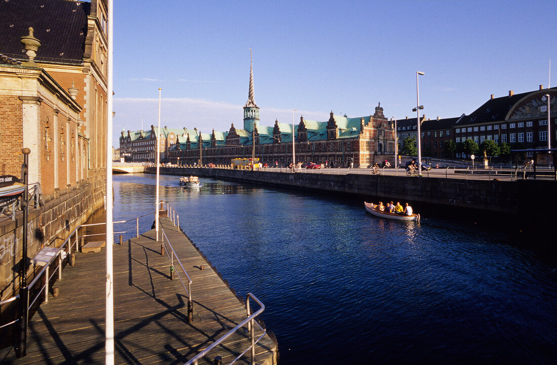 View of Borsgade old stock exchange building, Slotsholmen, Central Copenhagen, Denmark