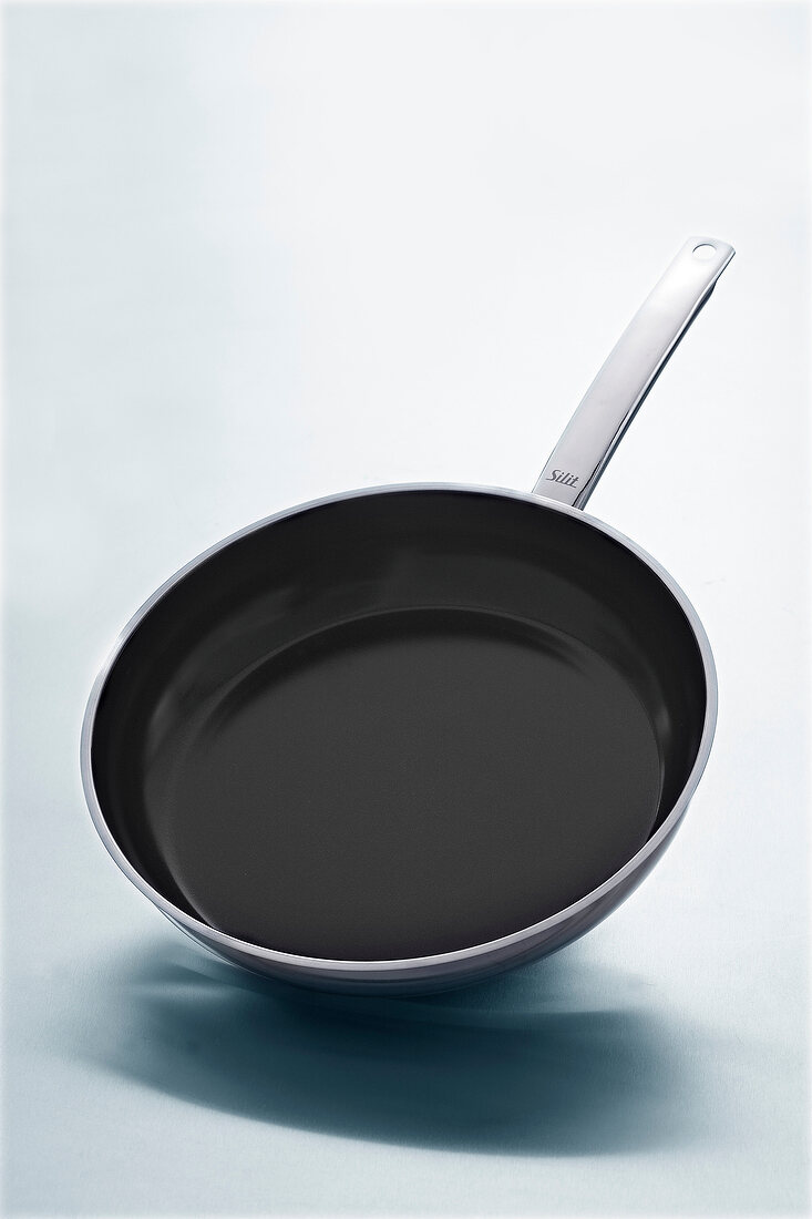 Silit pan with non-stick surface on white background