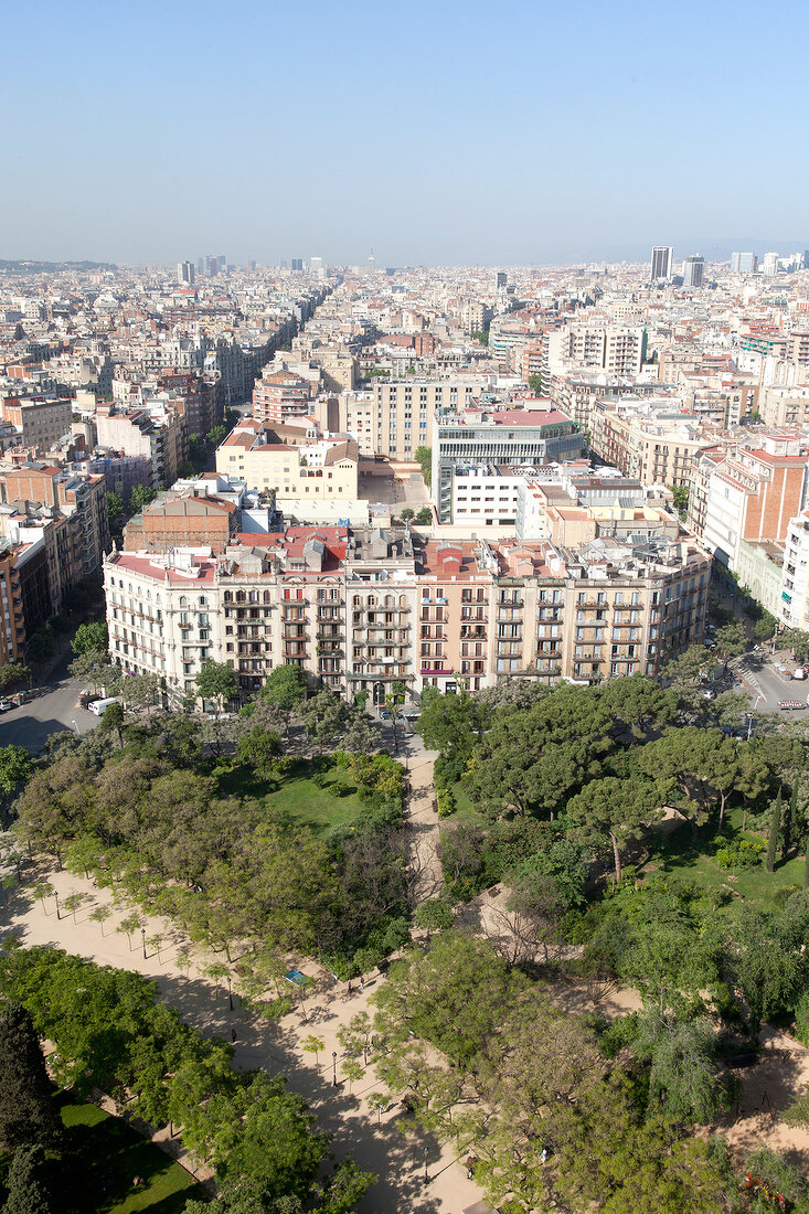 Aerial view of Barcelona City, Spain