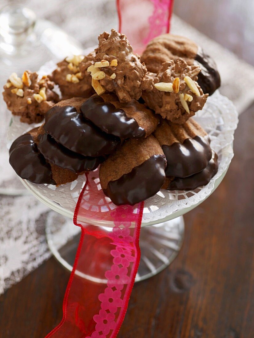 Classic German biscuits and ckaes: Bärentatzen (madeline-style cakes) Wespenstiche (chocolate meringue and almond biscuits)