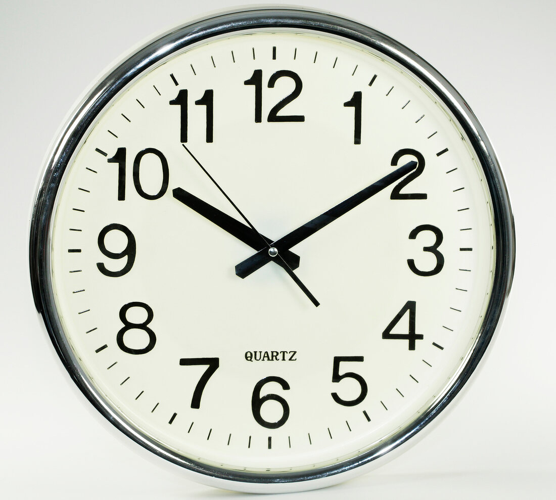 Close-up of wall clock on white background