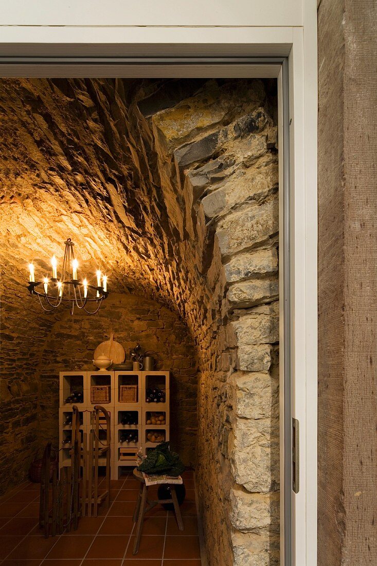 An arched Baroque cellar in an old town house