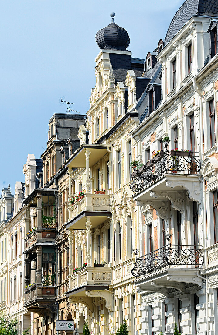 Sachsen: Görlitz, Augustastraße, Hausfassaden, Altbau