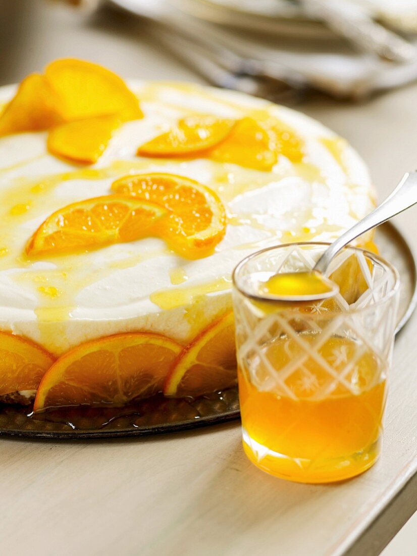 Orange tart with orange syrup