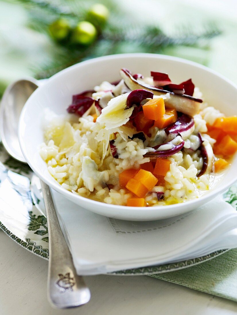 Risotto with pumpkin, trevisano and Gorgonzola