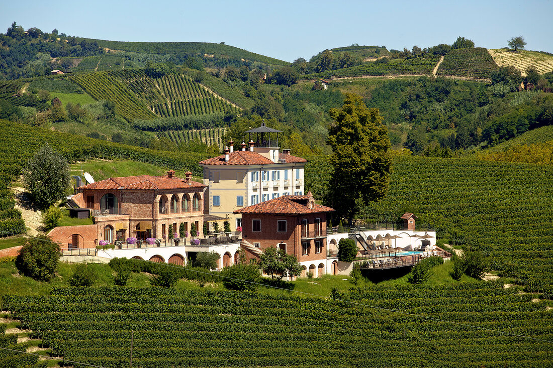 View of Villa Tiboldi in Canale Cuneo, Piedmont, Italy