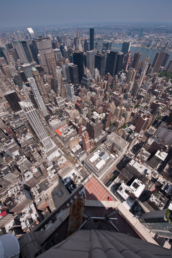 New York: Blick auf die Hochhäuser von Manhattan, Vogelperspektive