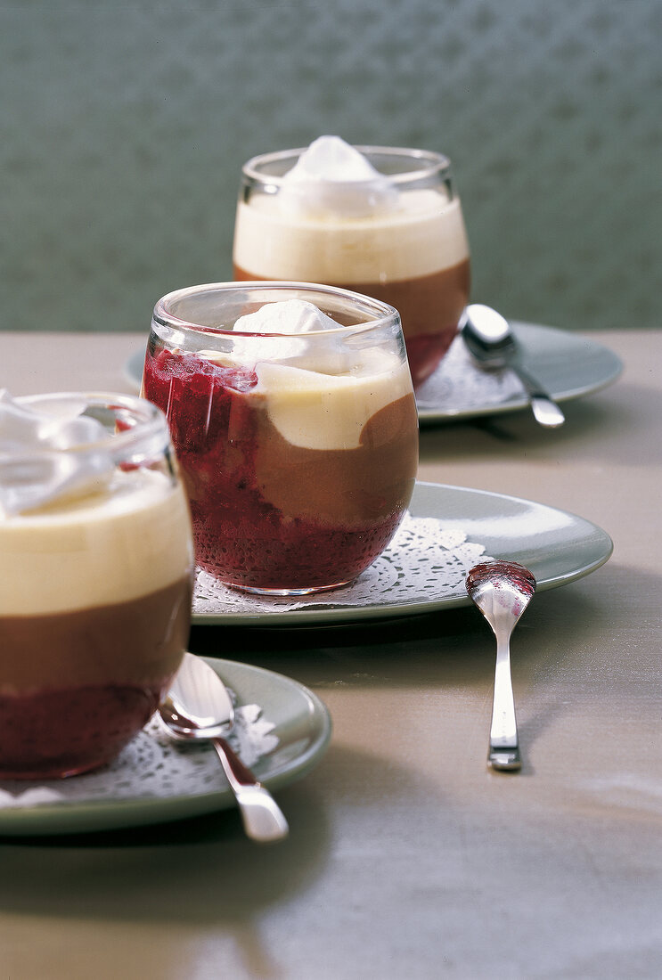 Close-up of desert with lower saxony in glass