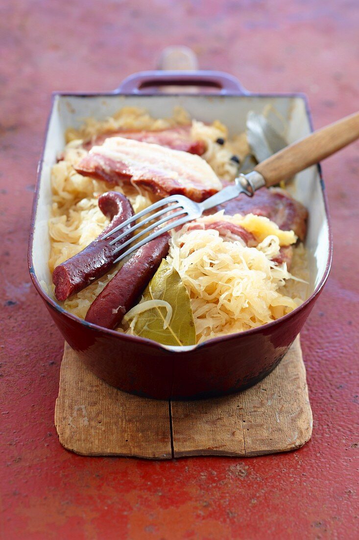 Sauerkraut with sausage and smoked pork