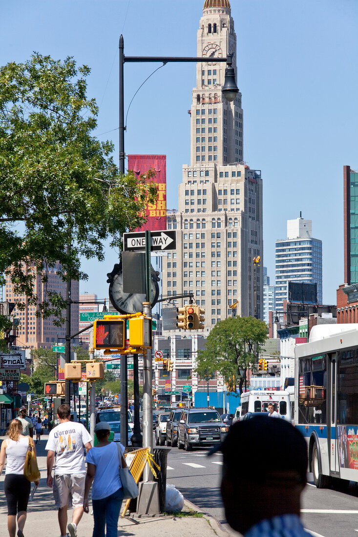 View of people at Flatbush Avenue at Brooklyn, New York, USA