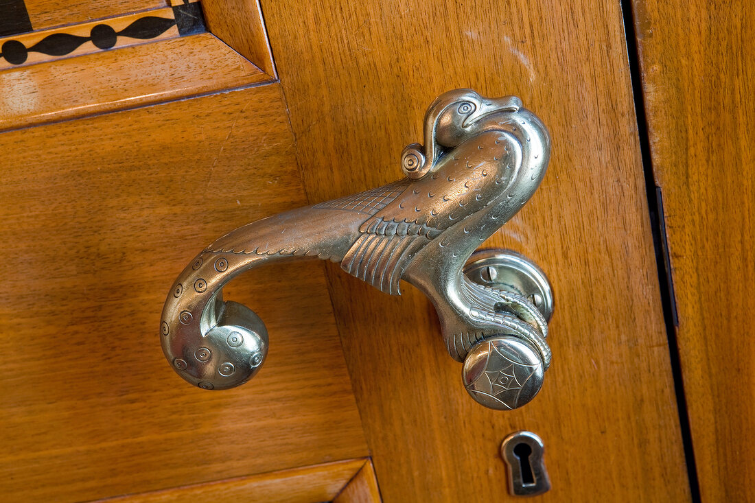 Close-up of doorknob of town hall, Bremen, Germany