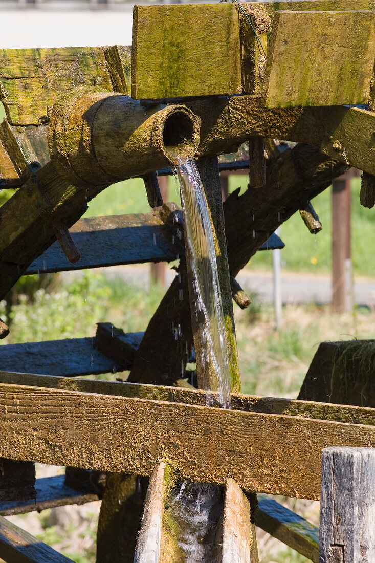 Running water from pipe in Nature Park, Bavaria, Franconia, Switzerland