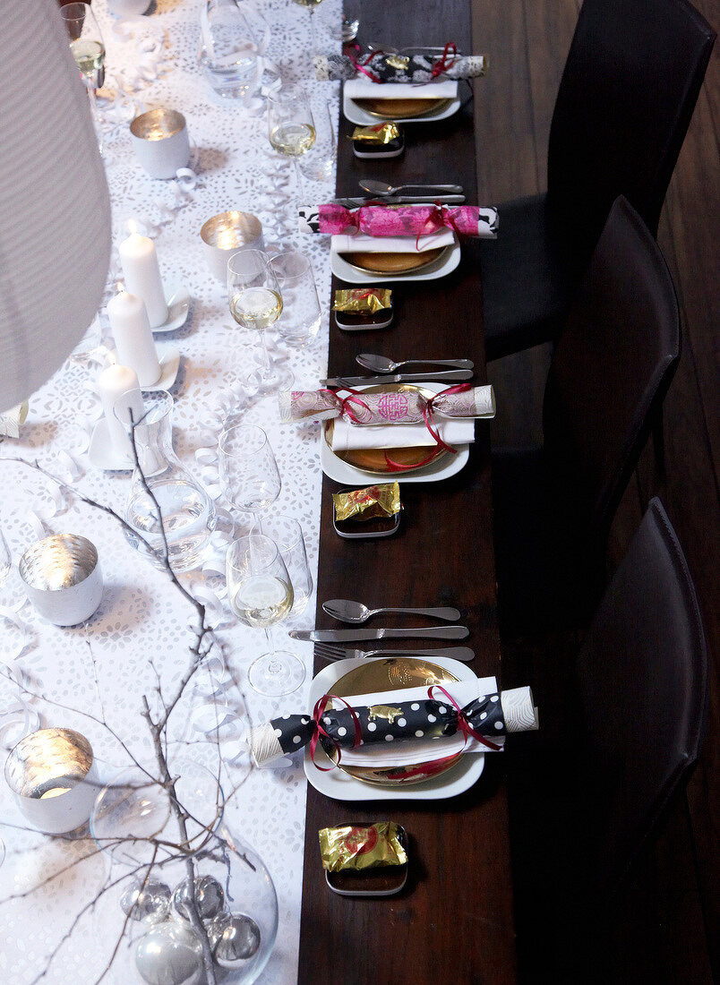 Table laid for New Year's eve