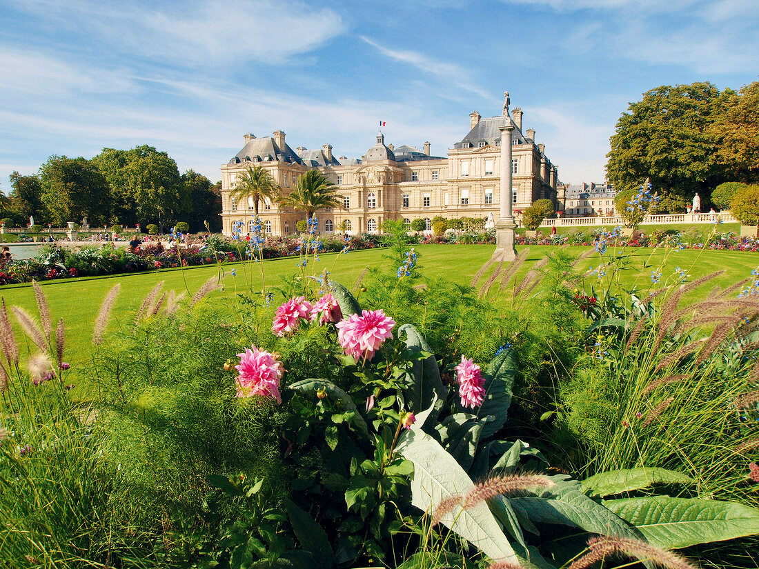 Jardin du Luxembourg and palace in Paris, France