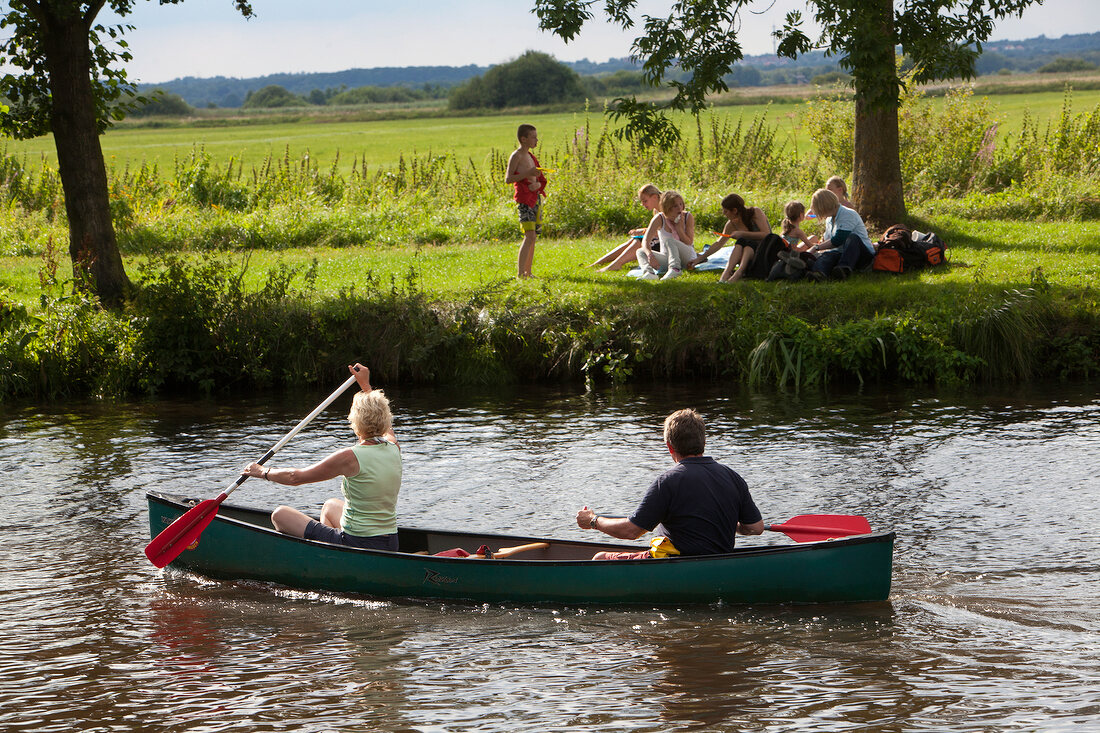 People boating in summer, Berlin, Germany