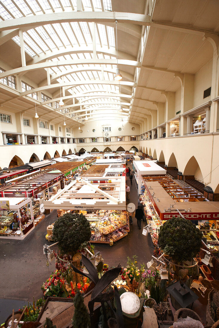 Market hall with glass roof in Stuttgart, Germany