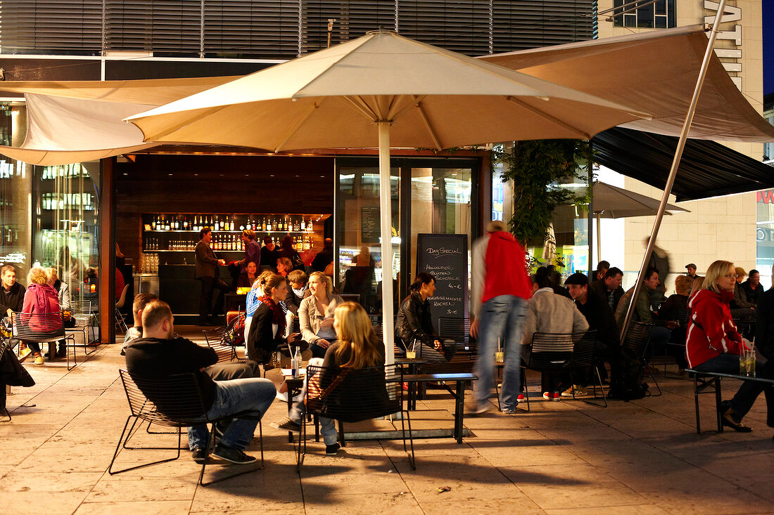 People sitting in open area at Waranga Club Lounge, Stuttgart, Germany