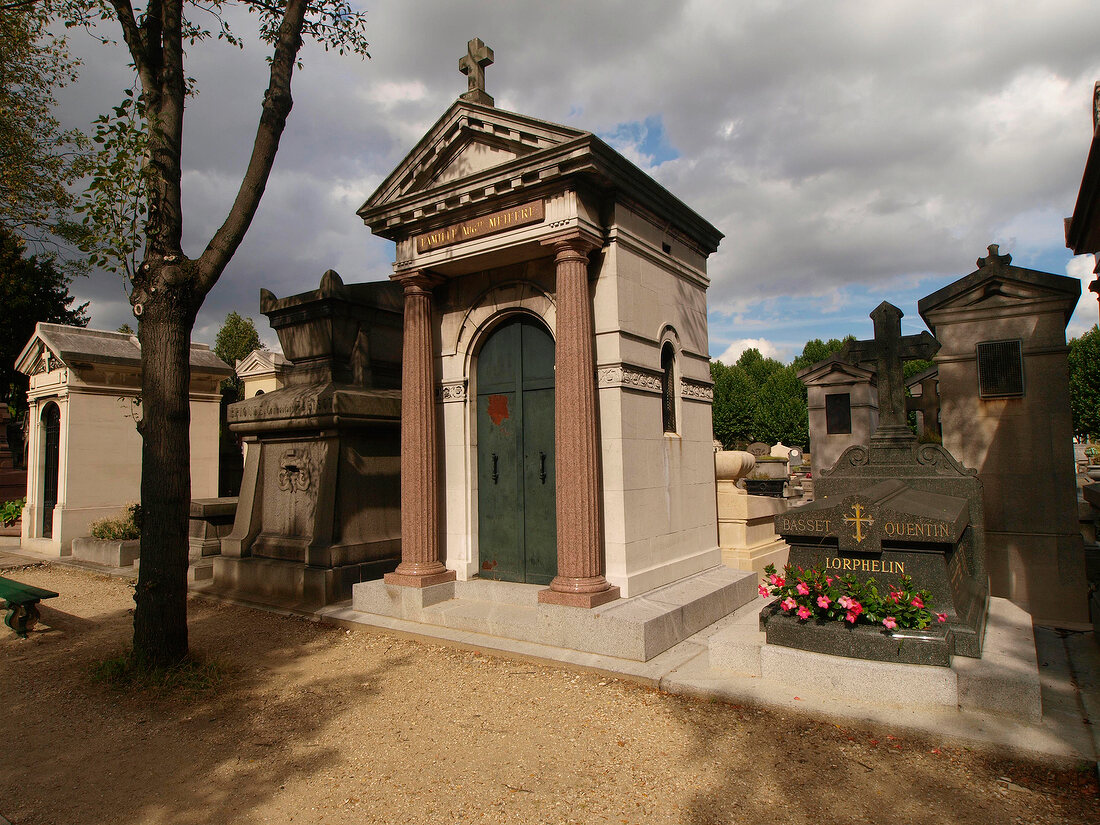 Graves in Pere Lachaise Cemetery in Paris, France