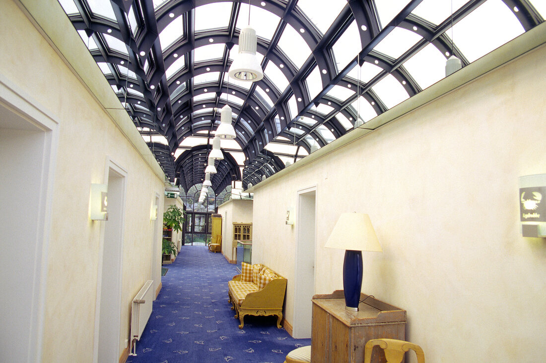 Hallway of five star hotel Ferry House in Munkmarsch, Sylt, Germany