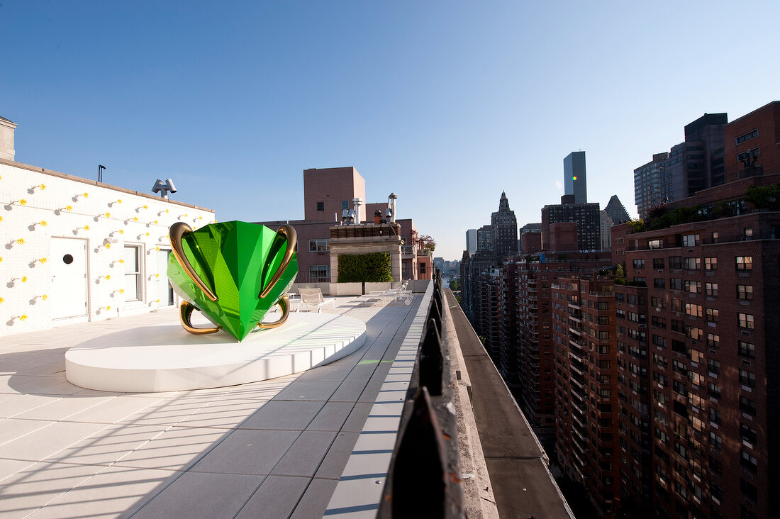 View of buildings from terrace garden in New York, USA